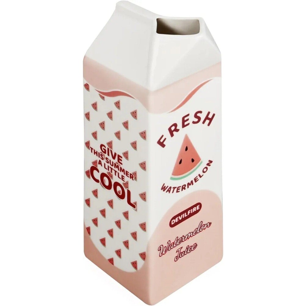 Vintage Inspired Ceramic Milk Carton Vase NEW